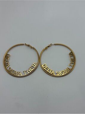 Delta Sigma Theta "DST" Silver Hoop  Earrings (2.5")